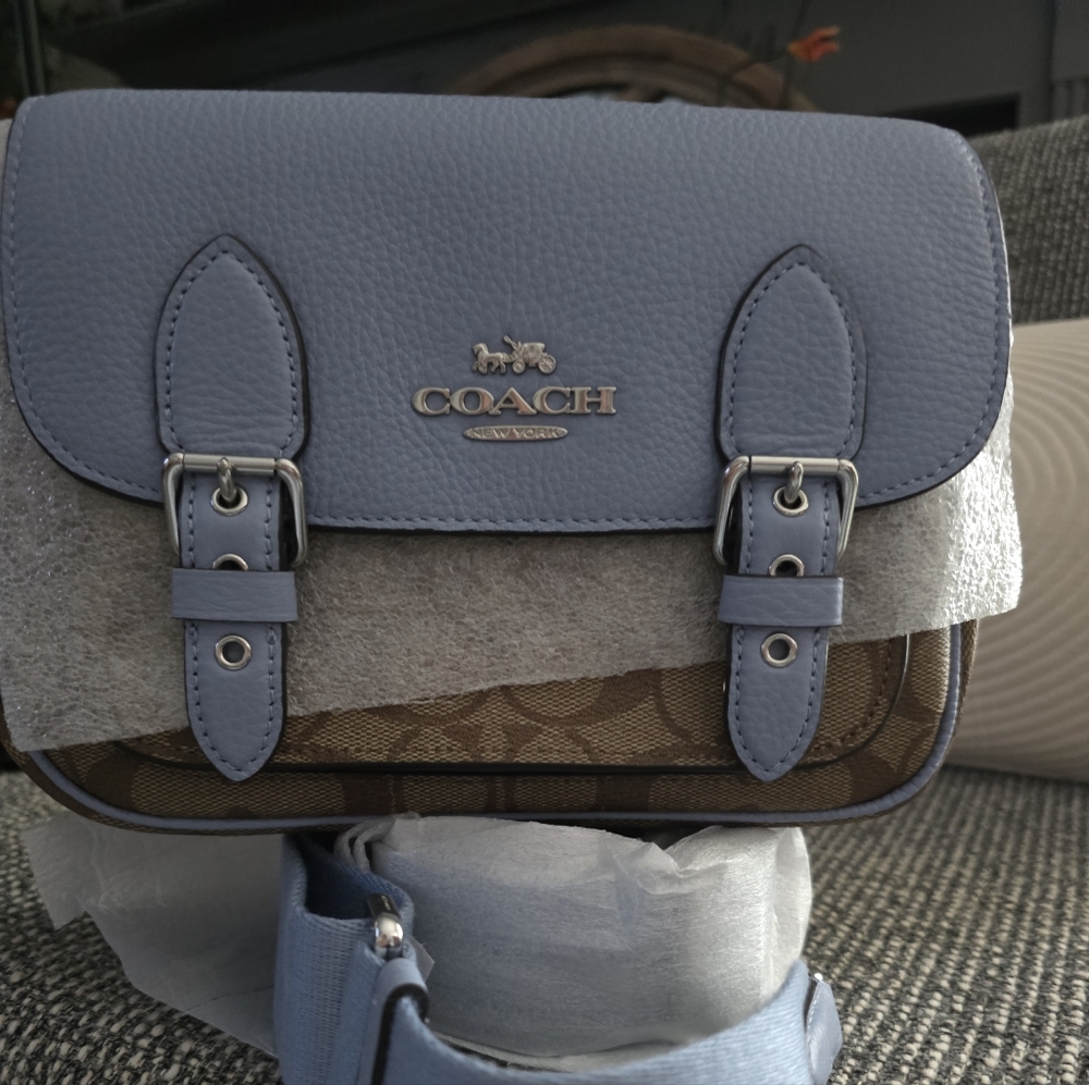 Coach Blue and Brown Crossbody Bag